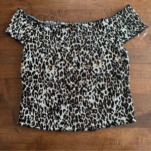 Eye Candy Ruched Animal Print Off shoulder Top 2XL